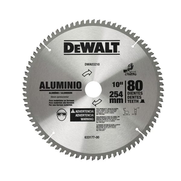 Disco de corte aluminio 10″ 254mm 80 dientes adaptadores 1″-5/8″-3/4″